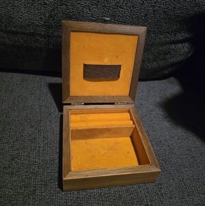 London Leather | Vintage Wooden Box W/ Orange Interior